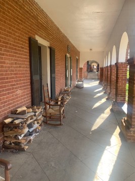 Historic Lawn rooms and rocking chairs at the University of Virginia